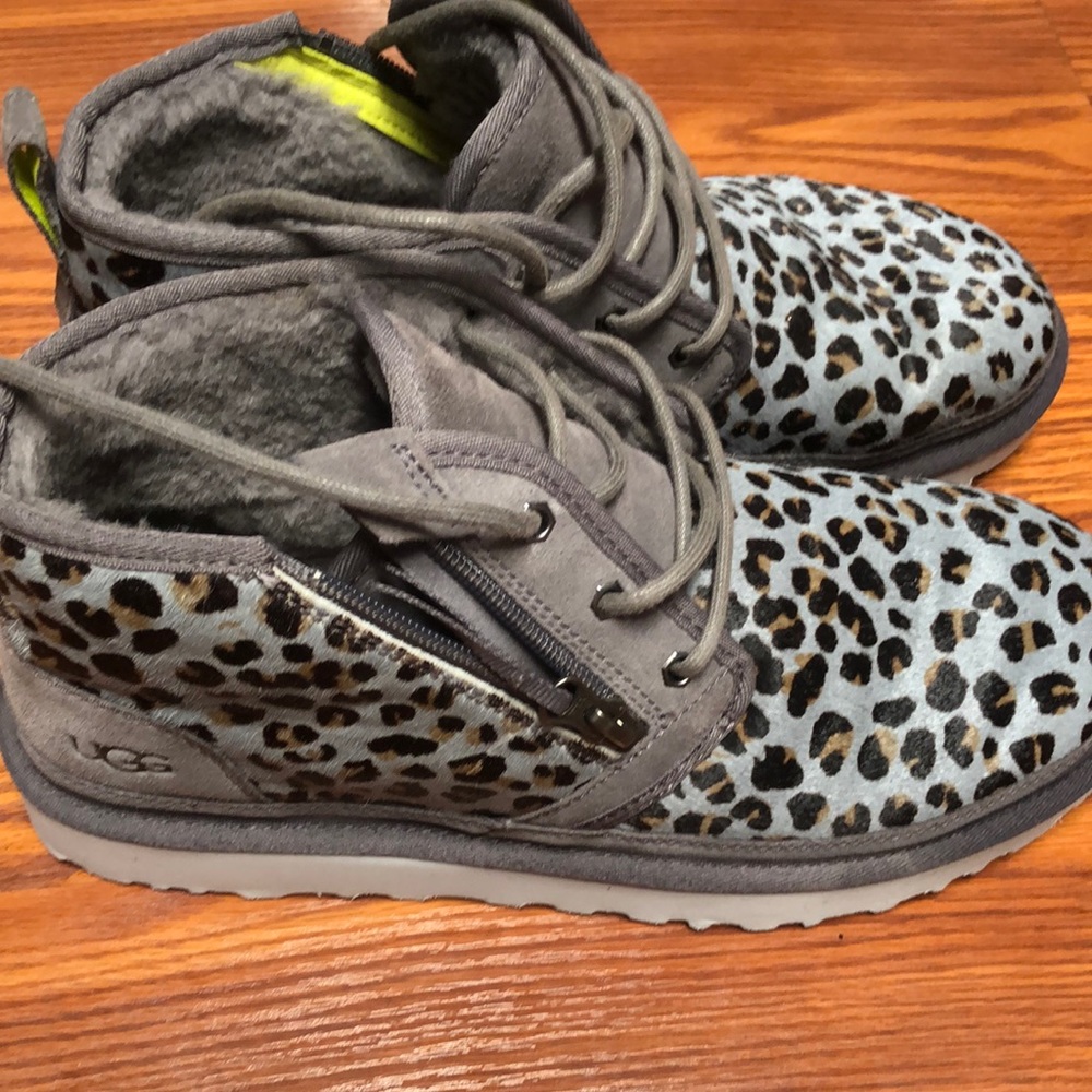 UGG Grey Leopard TreadLite Waterproof Ankle Boots.